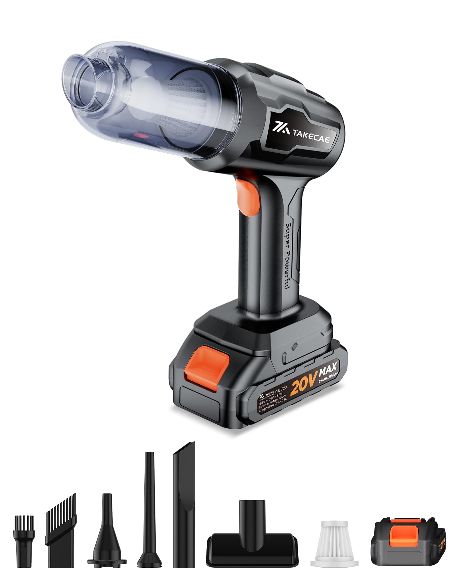 TAKECAE High Power car Vacuum Cleaner,22000PA Powerful Portable Cordless Car Vacuum,4 in 1 Mini Suction Wireless Vacuum,3H Type-